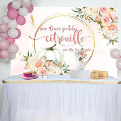 Rose et doré floral citrouille bébé douche Toile de fond