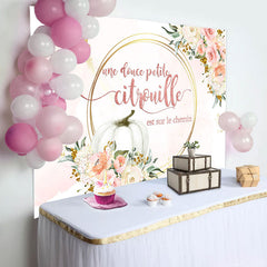Rose et doré floral citrouille bébé douche Toile de fond