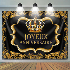 Noir Et Or Royal Couronne Heureux Anniversaire Toile de fond