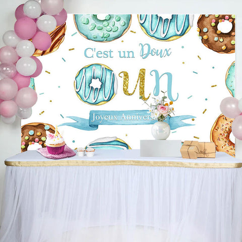 Étranger Beignets Doux 1er Heureux Anniversaire Toile de fond Pour Garçon