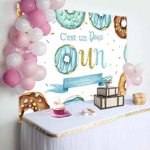 Étranger Beignets Doux 1er Heureux Anniversaire Toile de fond Pour Garçon