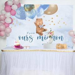 Bleu des ballons Mignon Nounours Ours Bébé Douche Toile de fond