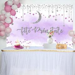 Violet Et Argent Paillettes Lune Bébé Douche Toile de fond