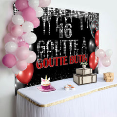 Guirlande 16 Noir Et Argent Paillettes Anniversaire Toile de fond