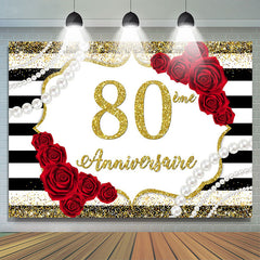 Rouge Rose Et Or Paillettes 80ème Anniversaire Faire la fête Toile de fond