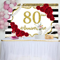 Rouge Rose Et Or Paillettes 80ème Anniversaire Faire la fête Toile de fond