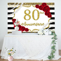 Rouge Rose Et Or Paillettes 80ème Anniversaire Faire la fête Toile de fond