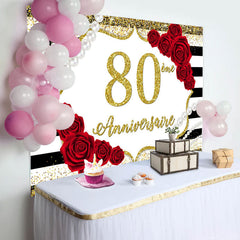 Rouge Rose Et Or Paillettes 80ème Anniversaire Faire la fête Toile de fond