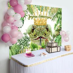 Vert Plantes Avec Serpent Thème Heureux Anniversaire Toile de fond