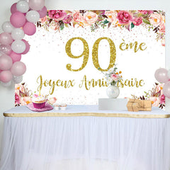 Or Points Floral 90ème Anniversaire Toile de fond Pour Femmes