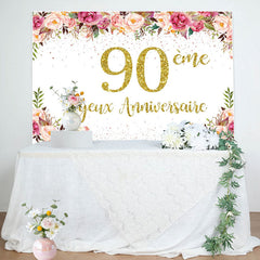 Or Points Floral 90ème Anniversaire Toile de fond Pour Femmes