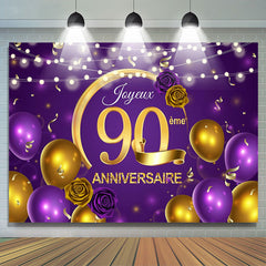 Violet Ballon Rose 90ème Anniversaire Toile de fond Pour Femmes