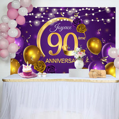 Violet Ballon Rose 90ème Anniversaire Toile de fond Pour Femmes
