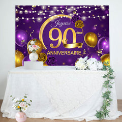 Violet Ballon Rose 90ème Anniversaire Toile de fond Pour Femmes
