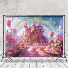Cake Smash Rose Bonbons Château Arc-en-ciel Anniversaire Toile de fond