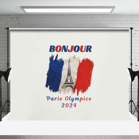 Rétro Français Drapeau La tour Paris 2024 olympique Toile de fond