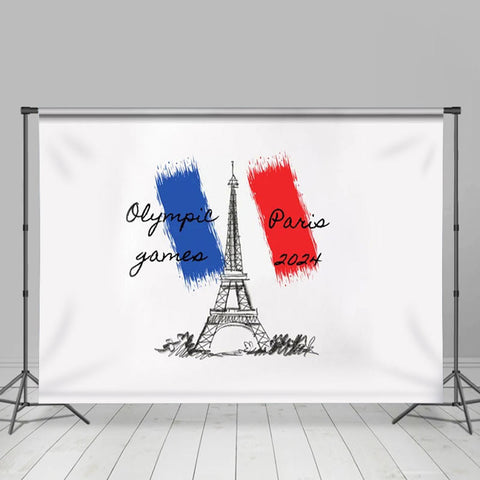 Paris 2024 Français Drapeau Eiffel La tour olympique Toile de fond