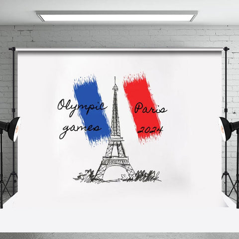 Paris 2024 Français Drapeau Eiffel La tour olympique Toile de fond