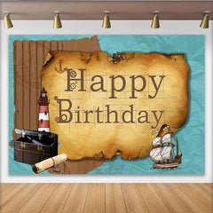 Lofaris Toile de fond joyeux anniversaire nautique phare bateau ancre, pour fête d'anniversaire enfants ou adultes