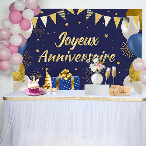 Bleu Marine Or Joyeux Anniversaire Toile De Fond