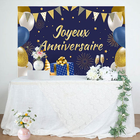 Bleu Marine Or Joyeux Anniversaire Toile De Fond