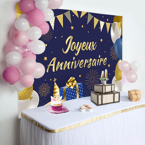 Bleu Marine Or Joyeux Anniversaire Toile De Fond