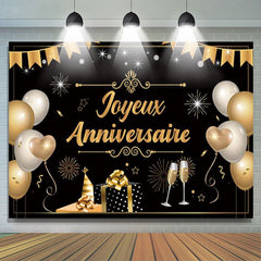 Joyeux Anniversaire Decoration Toile de Fond Noir Or