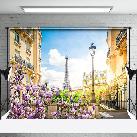 Toile de fond romantique Paris Tour Eiffel Fleurs printanières