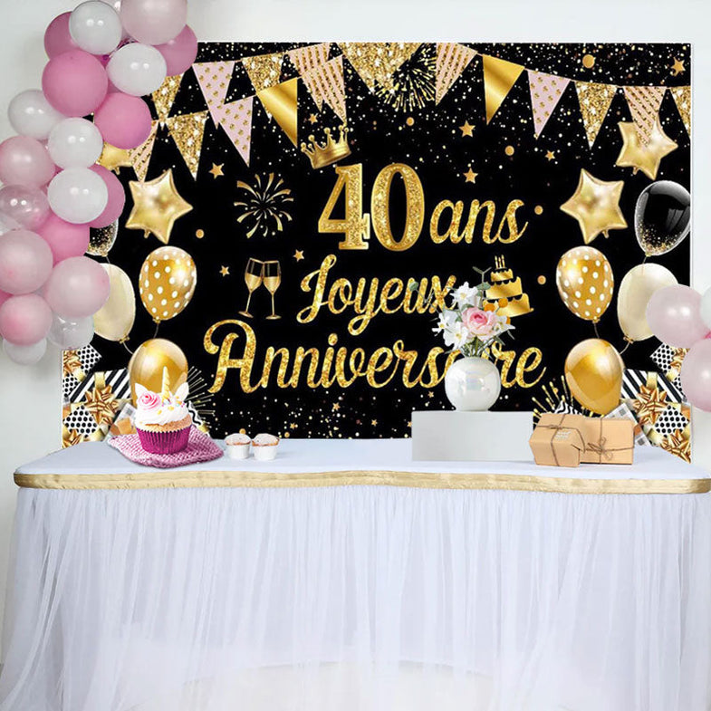 Bannière Pailletée Or "Génial Depuis 1945" - Bannière Anniversaire De