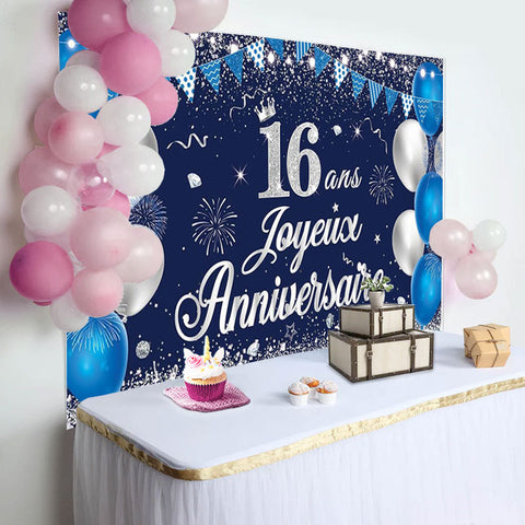 16 Ans Banderole Joyeux Anniversaire Bannière Toile De Fond