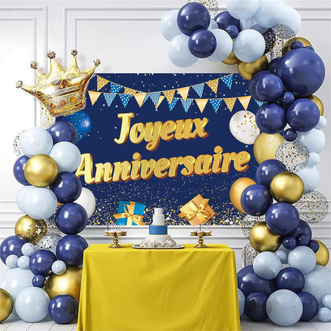 Joyeux anniversaire fond de fête bleu or