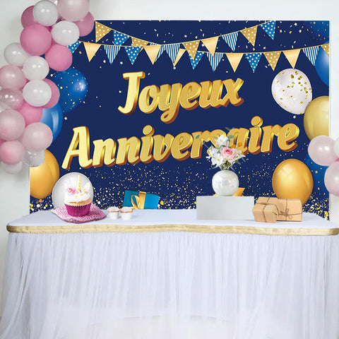 Joyeux anniversaire fond de fête bleu or