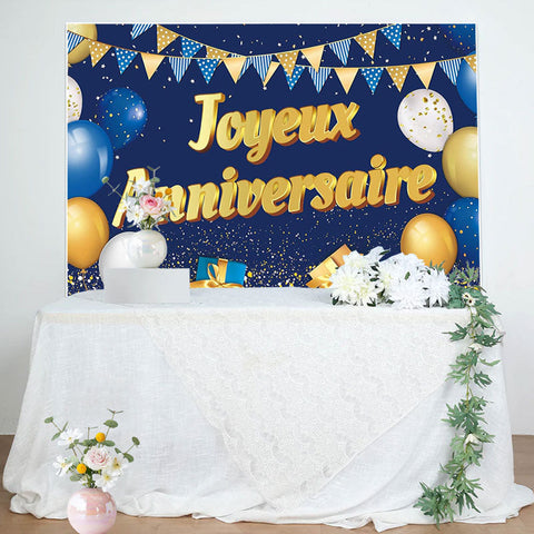 Joyeux anniversaire fond de fête bleu or