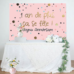 Toile de fond heureux anniversaire rose Polka Points confettis