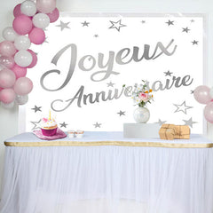 Toile de fond heureux anniversaire argent paillettes