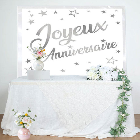 Toile de fond heureux anniversaire argent paillettes