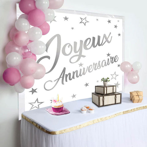 Toile de fond heureux anniversaire argent paillettes