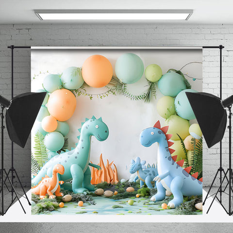 Cake Smash Safari Dinosaure Ballon Blanc Mur Toile de fond