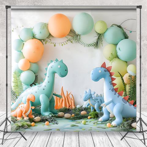 Cake Smash Safari Dinosaure Ballon Blanc Mur Toile de fond