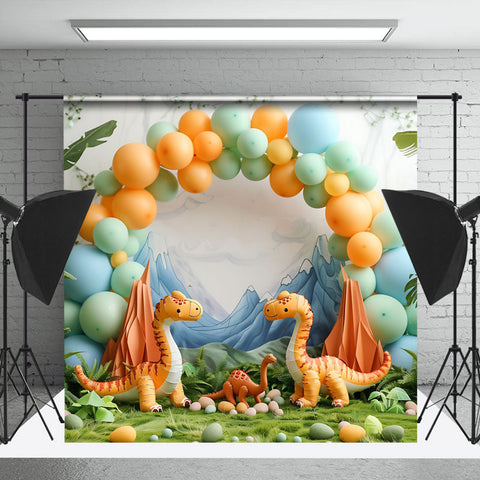 Cake Smash Safari Dinosaure Montagne Ballon Toile de fond