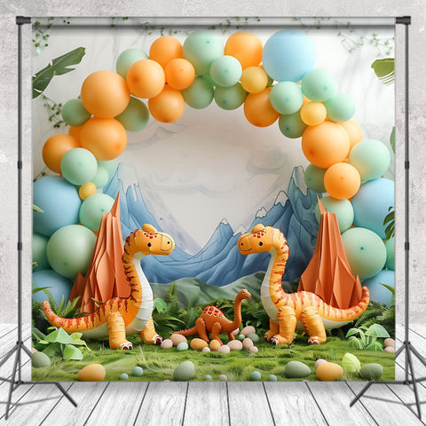 Cake Smash Safari Dinosaure Montagne Ballon Toile de fond