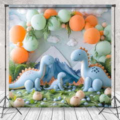 Cake Smash Pourrait Montagne Bleu Dinosaure Safari Toile de fond