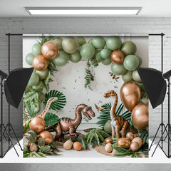 Cake Smash Safari Dinosaure Vert Or Ballon Toile de fond
