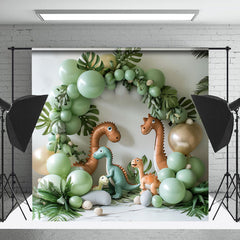 Cake Smash Vert Ballon Jungle Dinosaure Safari Toile de fond