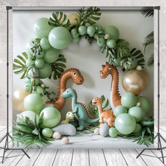 Cake Smash Vert Ballon Jungle Dinosaure Safari Toile de fond