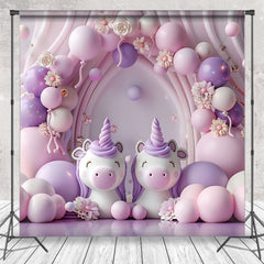 Cake Smash Fantaisie Rose Violet Floral Licorne Toile de fond