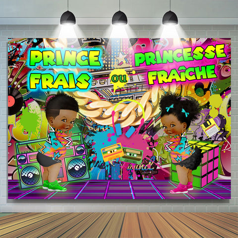 Frais Prince Ou Princesse années 90 Thème Bébé Douche Toile de fond