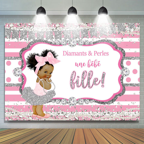 Diamants Paillettes Rose Fille Bébé Douche Toile de fond