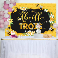 Abeille Trois Été Jaune Heureux 3ème Anniversaire Toile de fond