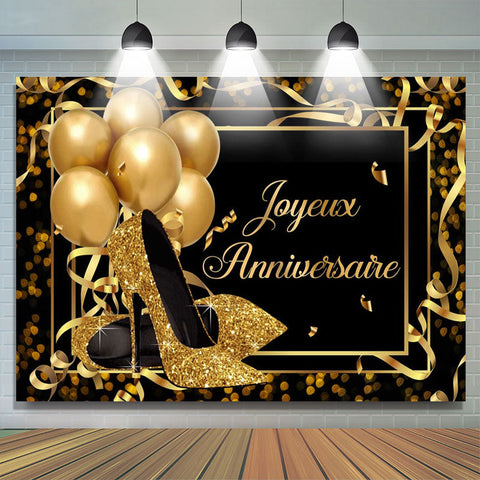 Or Talons et des ballons Noir Heureux Anniversaire Toile de fond